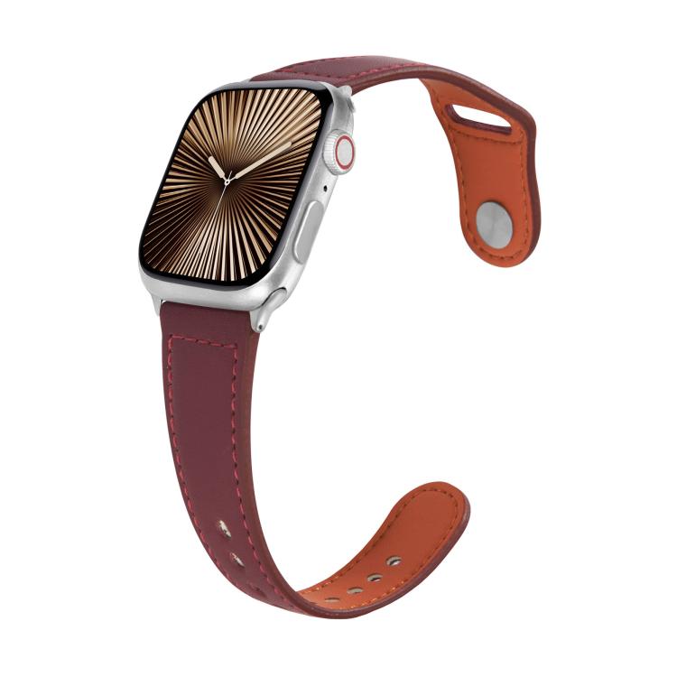 For Apple Watch 42mm / 41mm / 40mm / 38mm Kalebol Large Stud Buckle Leather Watch Band(Wine Red)