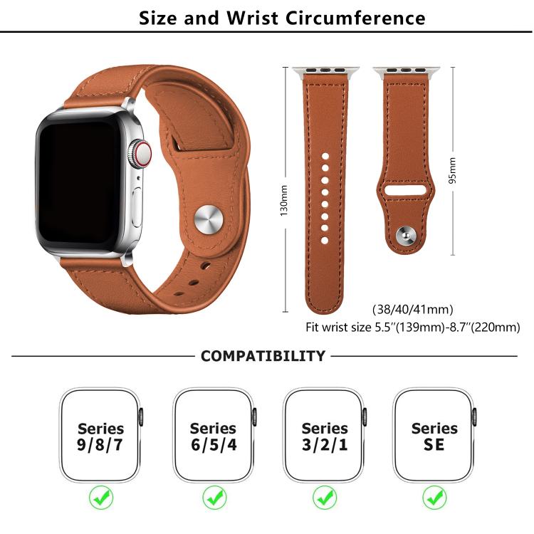 For Apple Watch 42mm / 41mm / 40mm / 38mm Kalebol Large Stud Buckle Leather Watch Band(Pink)