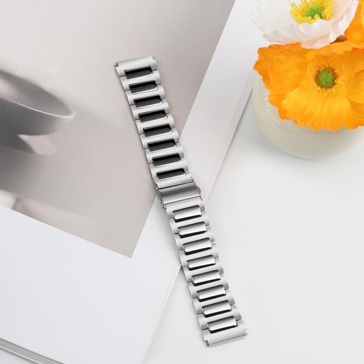 Kalebol 22mm Tooling Metal Zinc Alloy Watch Band(Silver Black)