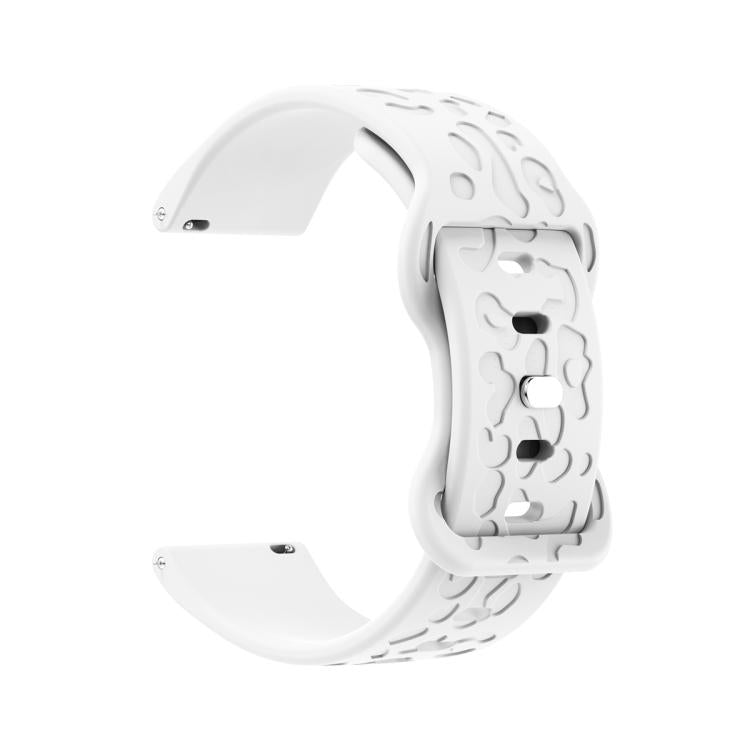 22mm Kalebol Leopard Print Butterfly Buckle Silicone Watch Band(White)