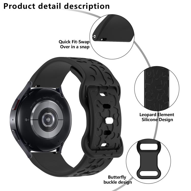 18mm Kalebol Leopard Print Butterfly Buckle Silicone Watch Band(Black) - free shipping - PMC Jewellery - Order now!