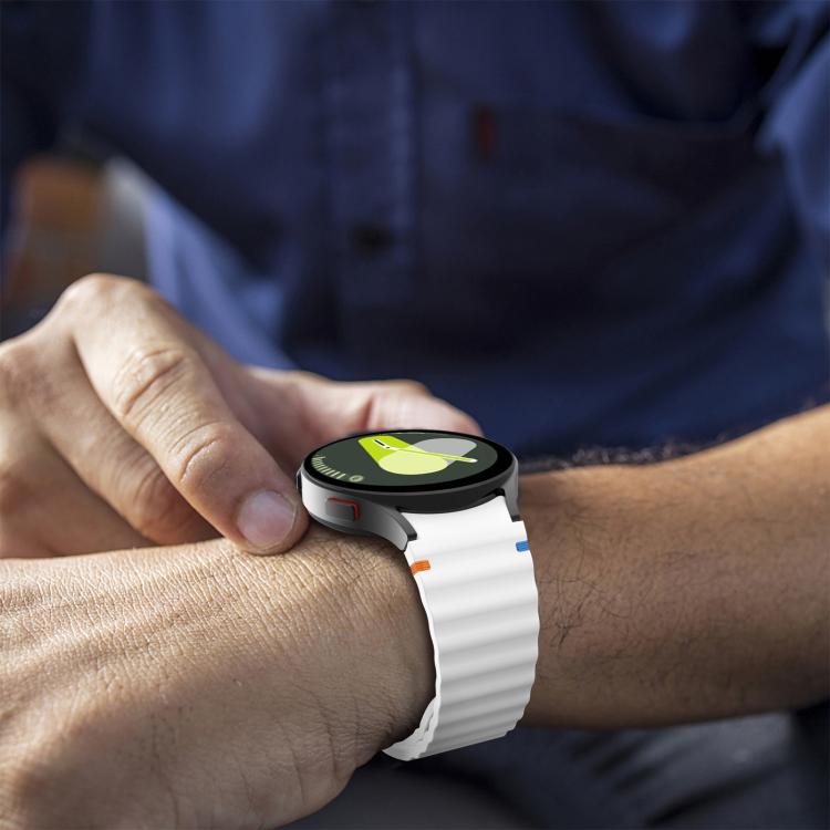 For Samsung Galaxy Watch 7 / 6 / 5 / 4 Kalebol Wave Stitching Silicone Watch Band(Official White)