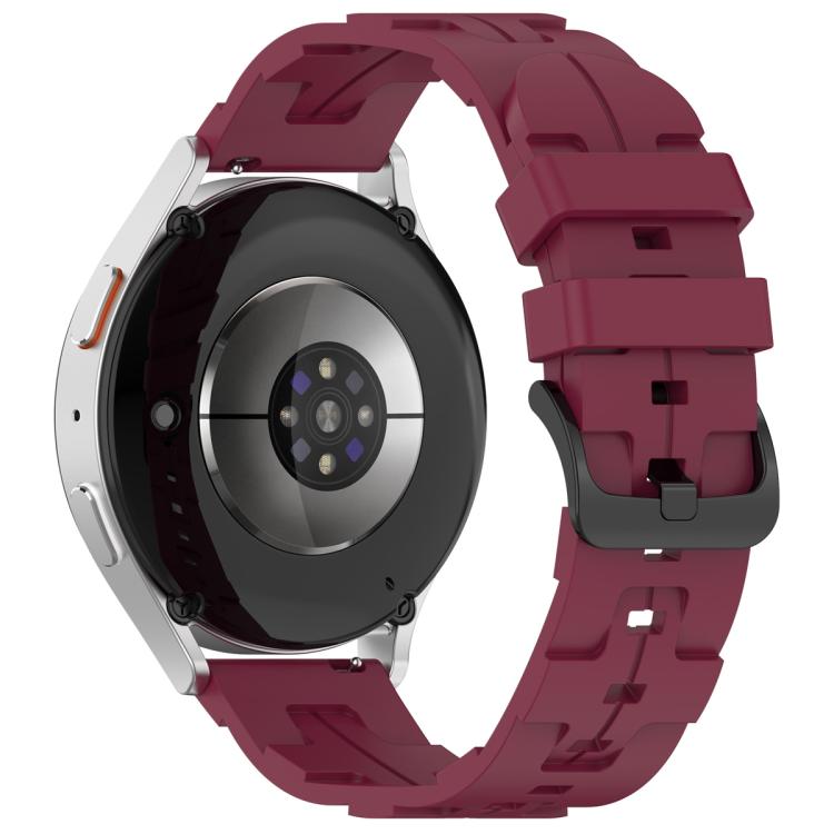22mm Kalebol Solid Color Black Buckle Round Tail Silicone Watch Band(Wine Red)