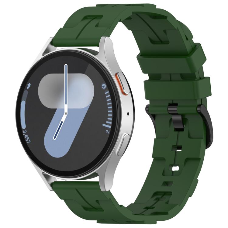 22mm Kalebol Solid Color Black Buckle Round Tail Silicone Watch Band(Army Green)