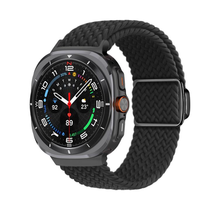 For Samsung Galaxy Watch Ultra 47mm Kalebol Braided Loop Magnetic Black Buckle Watch Band(Black)