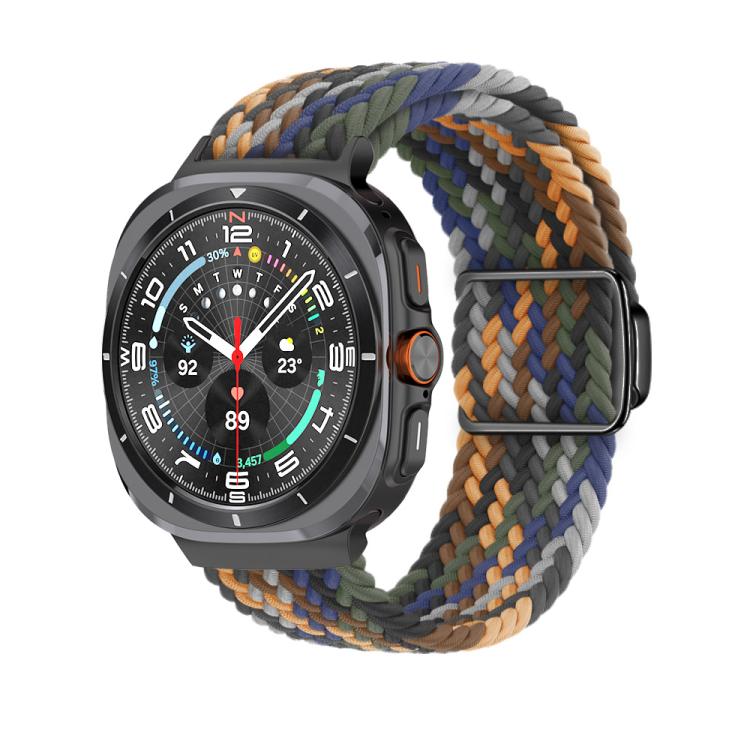 For Samsung Galaxy Watch Ultra 47mm Kalebol Braided Loop Magnetic Black Buckle Watch Band(Camouflage)