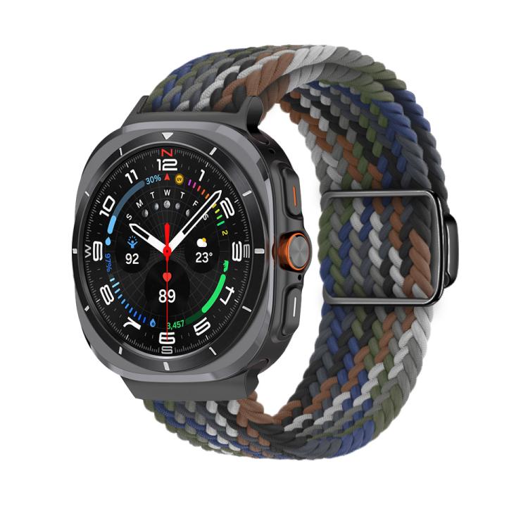 For Samsung Galaxy Watch Ultra 47mm Kalebol Braided Loop Magnetic Black Buckle Watch Band(Denim)
