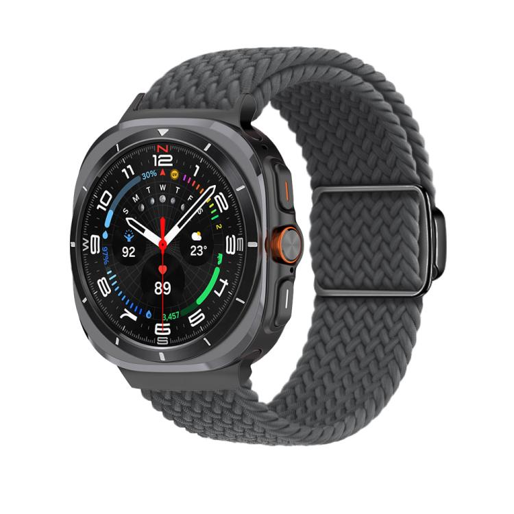 For Samsung Galaxy Watch Ultra 47mm Kalebol Braided Loop Magnetic Black Buckle Watch Band(Space Grey)