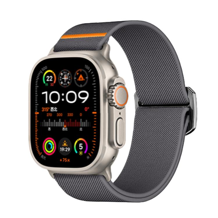 For Apple Watch 46mm / 49mm / 45mm / 44mm Kalebol Bull Bead Buckle Elastic Nylon Watch Band(Dark Grey)