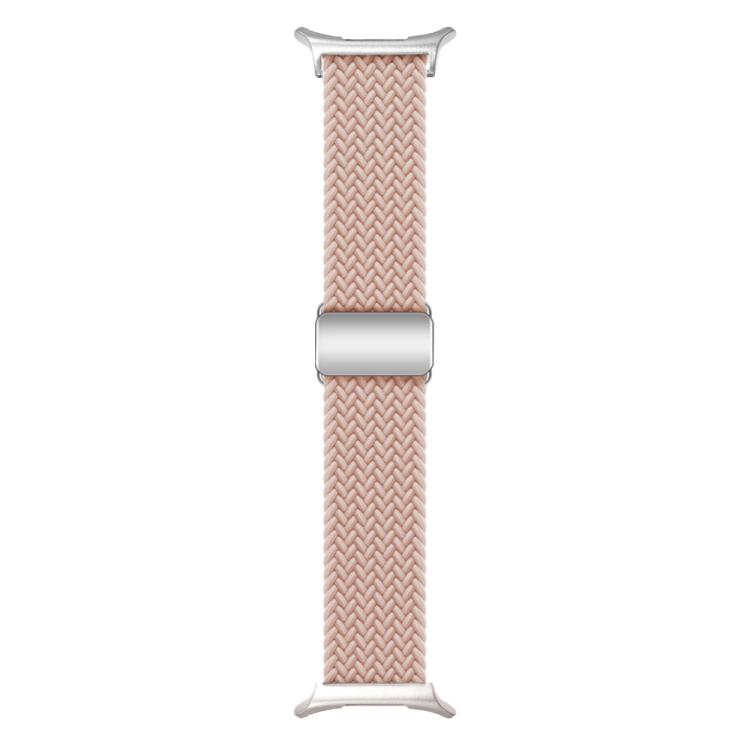 For Samsung Galaxy Watch Ultra 47mm Kalebol Braided Loop Magnetic Silver Buckle Watch Band(Pink Sand)