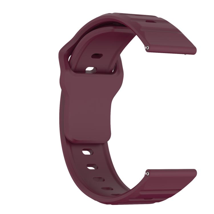 20mm Kalebol Wave Pattern Studded Buckle Silicone Watch Band(Wine Red)