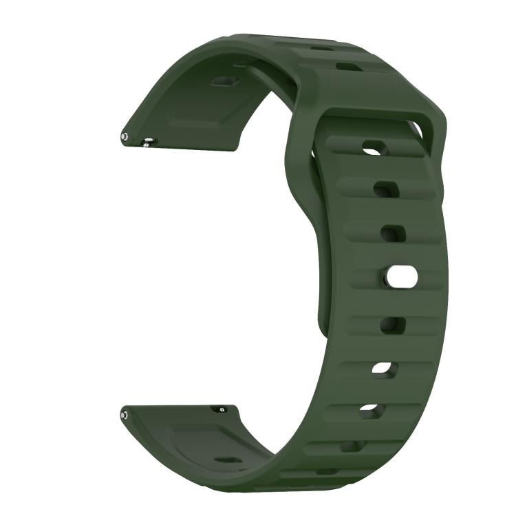 20mm Kalebol Wave Pattern Studded Buckle Silicone Watch Band(Army Green)