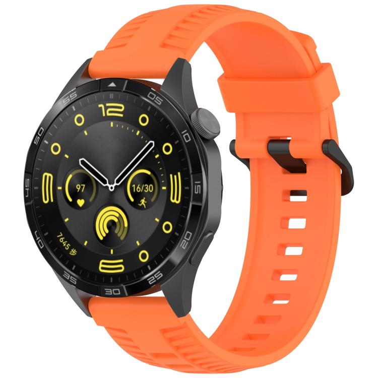 22mm Kalebol Black Buckle Tire Pattern Silicone Watch Band(Orange)