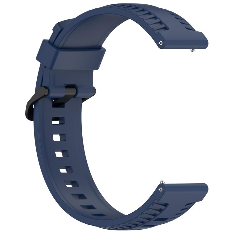 22mm Kalebol Black Buckle Tire Pattern Silicone Watch Band(Navy Blue)