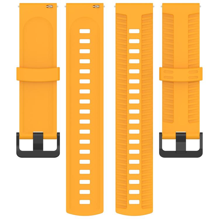 22mm Kalebol Black Buckle Tire Pattern Silicone Watch Band(Yellow)