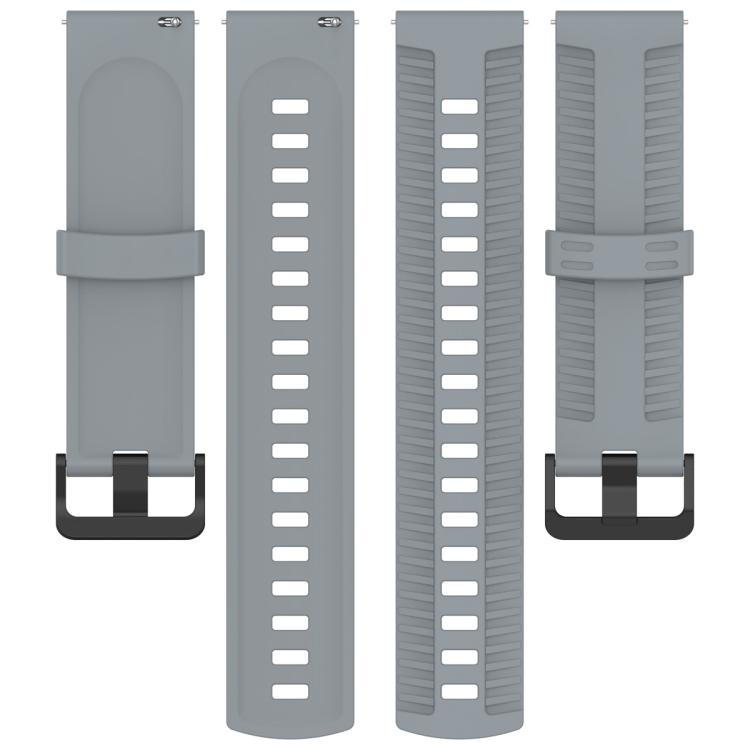 22mm Kalebol Black Buckle Tire Pattern Silicone Watch Band(Grey)