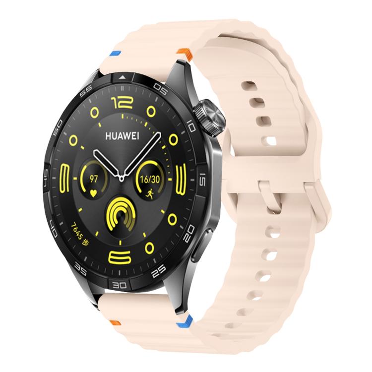 22mm Kalebol Wave Stitch Silicone Watch Band(Pink)