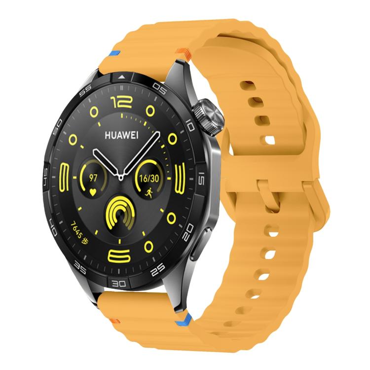 22mm Kalebol Wave Stitch Silicone Watch Band(Yellow)