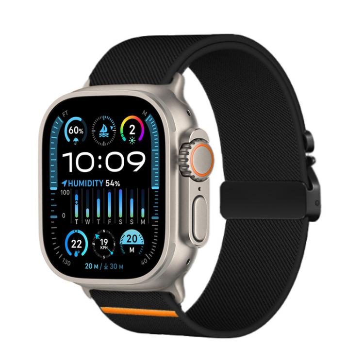 For Apple Watch 46mm / 49mm / 45mm / 44mm Kalebol Parachute Buckle Elastic Nylon Watch Band(Black)