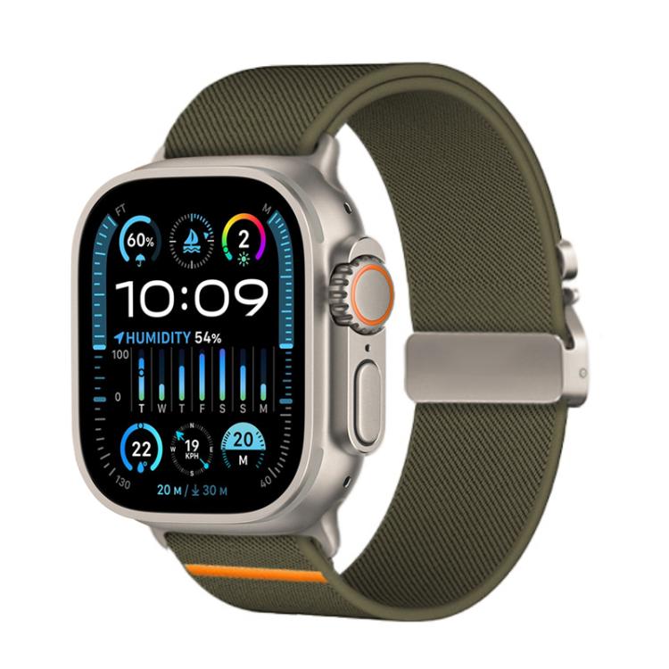 For Apple Watch 46mm / 49mm / 45mm / 44mm Kalebol Parachute Buckle Elastic Nylon Watch Band(Army Green)