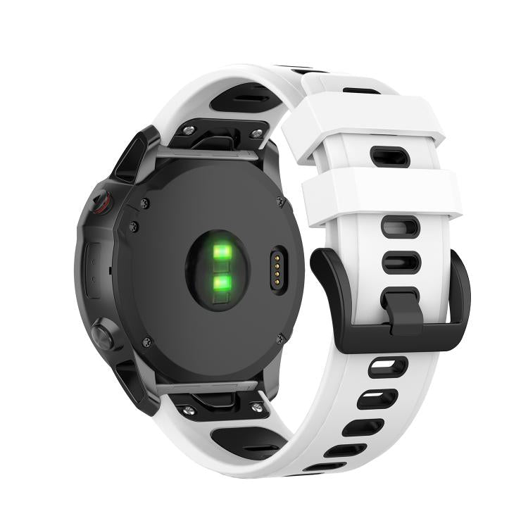 For Garmin QuickFit 20mm Kalebol Two-color Silicone Watch Band(White Black)