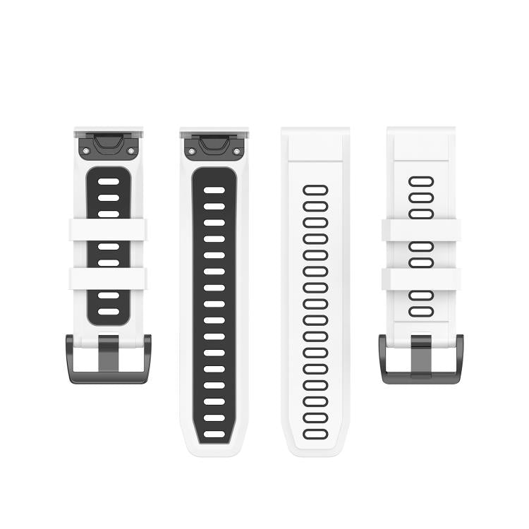 For Garmin QuickFit 20mm Kalebol Two-color Silicone Watch Band(White Black)
