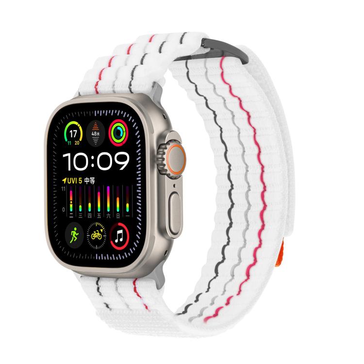 For Apple Watch 46mm / 49mm / 45mm / 44mm Kalebol Dual-section Sports Nylon Loop Watch Band(White)