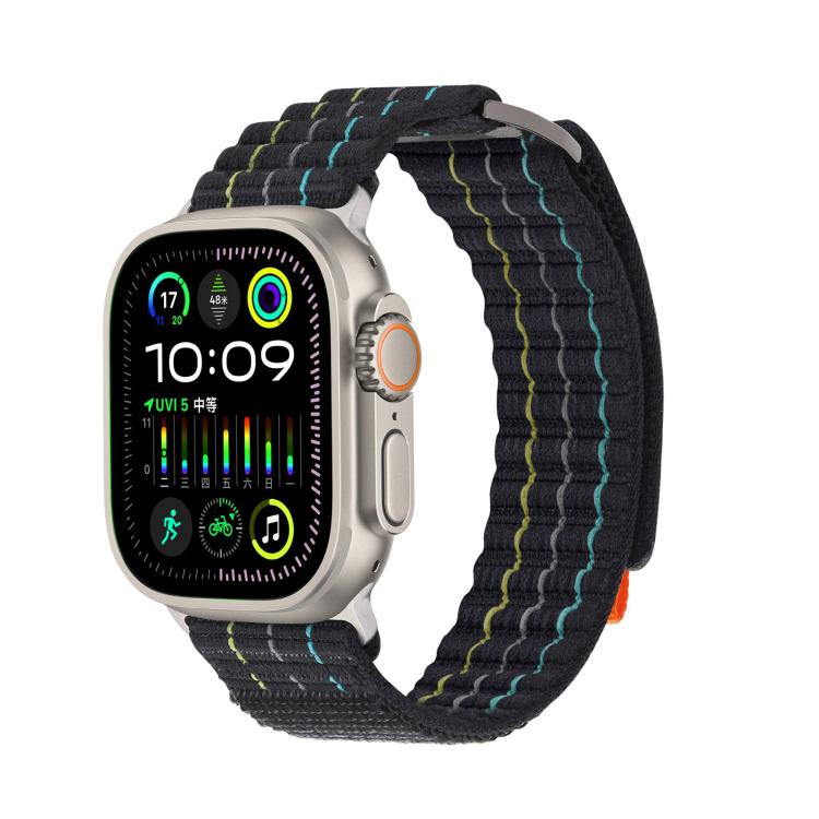 For Apple Watch 46mm / 49mm / 45mm / 44mm Kalebol Dual-section Sports Nylon Loop Watch Band(Black)