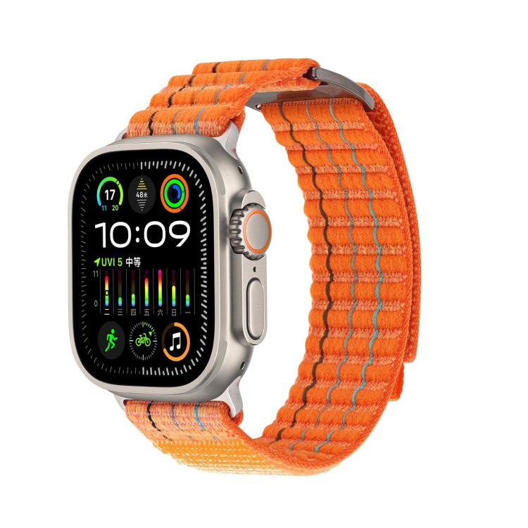For Apple Watch 46mm / 49mm / 45mm / 44mm Kalebol Dual-section Sports Nylon Loop Watch Band(Orange)