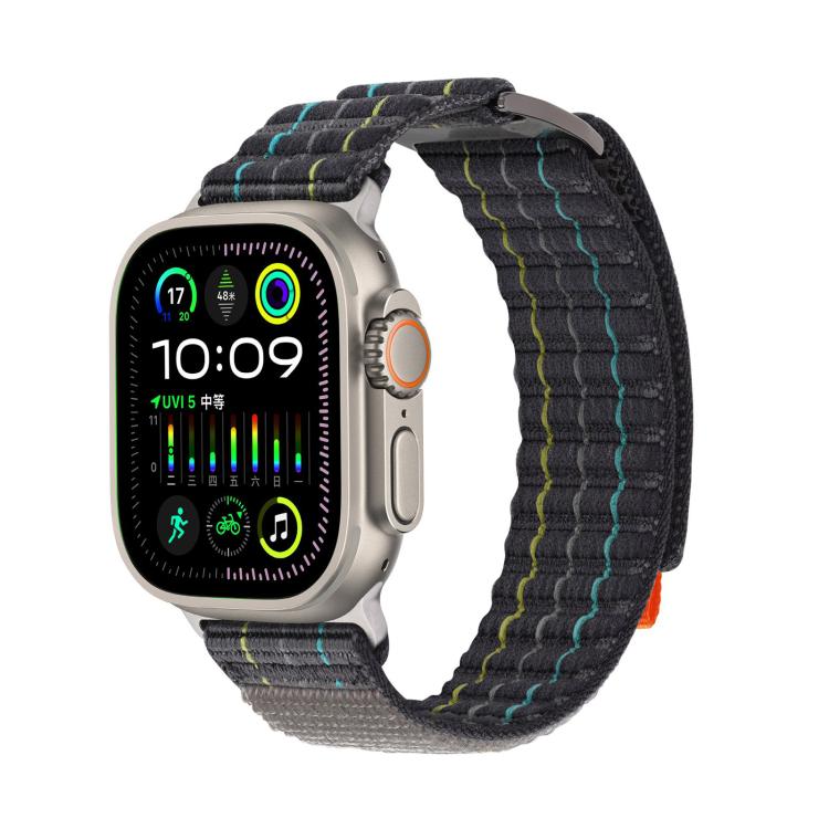 For Apple Watch 46mm / 49mm / 45mm / 44mm Kalebol Dual-section Sports Nylon Loop Watch Band(Charcoal Grey)