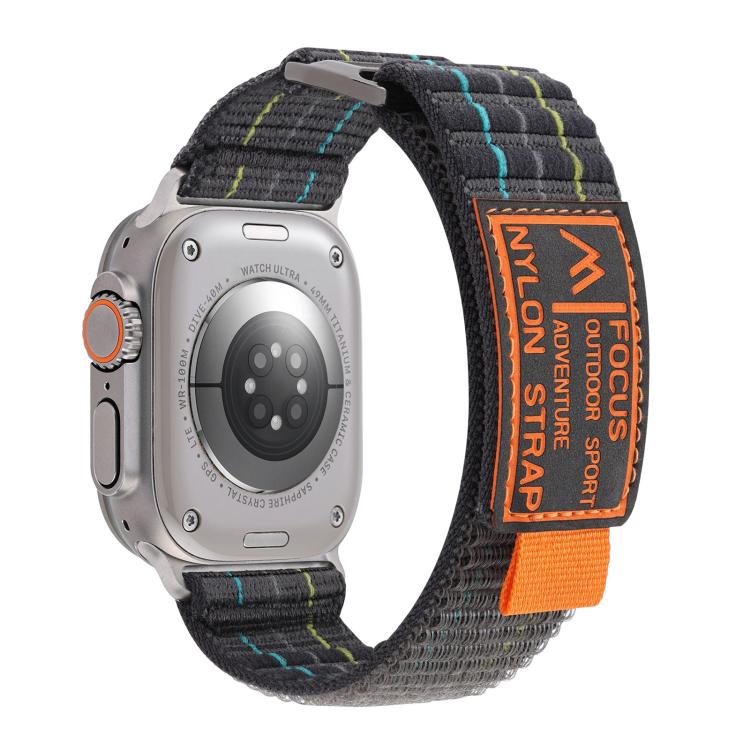 For Apple Watch 46mm / 49mm / 45mm / 44mm Kalebol Dual-section Sports Nylon Loop Watch Band(Charcoal Grey)