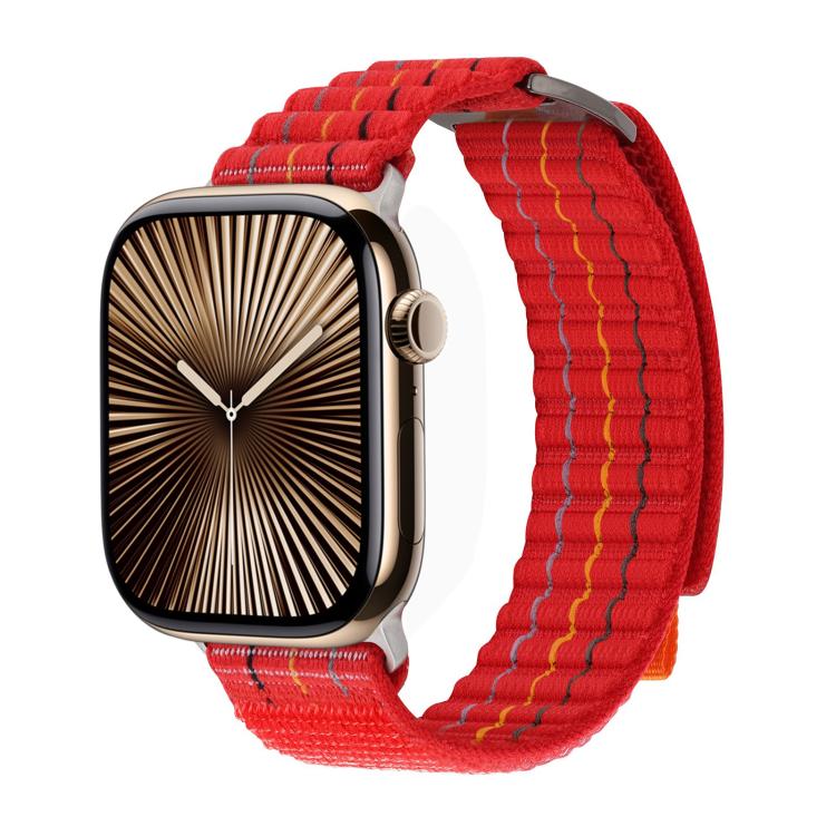 For Apple Watch 42mm / 41mm / 40mm / 38mm Kalebol Dual-section Sports Nylon Loop Watch Band(Cherry Red)