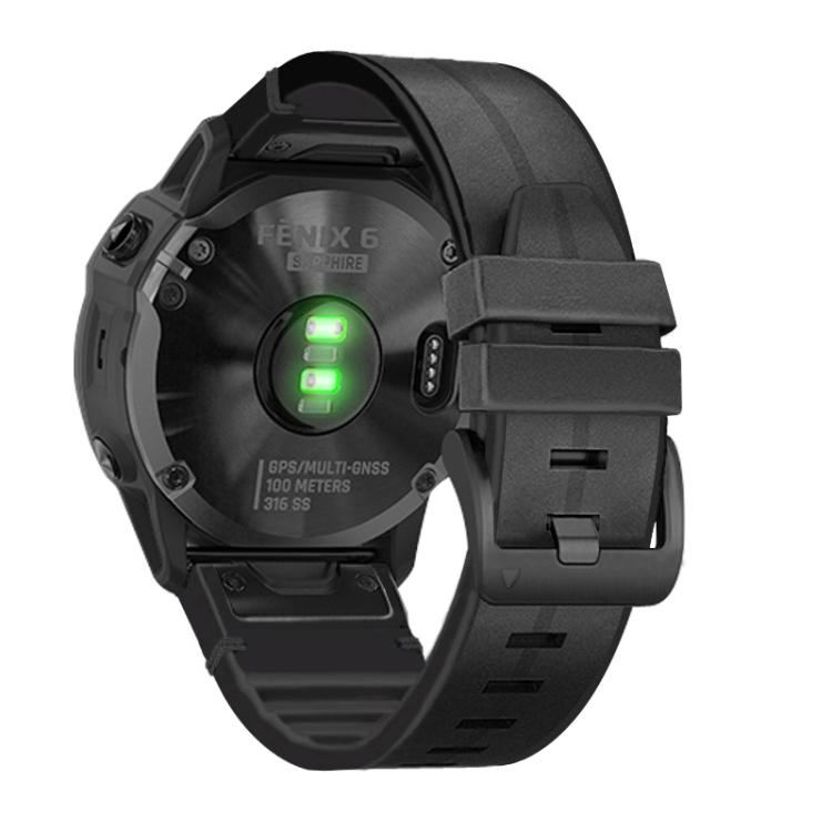 For Garmin QuickFit 22mm Kalebol Quick Release Silicone Leather Watch Band(Black)