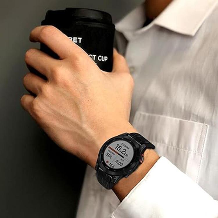 For Garmin QuickFit 26mm Kalebol Crocodile Texture Silicone Leather Watch Band(Coffee) - free shipping - PMc TechLife - Order now!