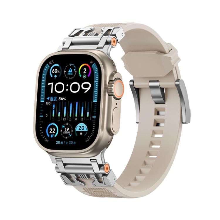 For Apple Watch 46mm / 49mm / 45mm / 44mm Kalebol Armor TPU Watch Band(Silver Starlight)