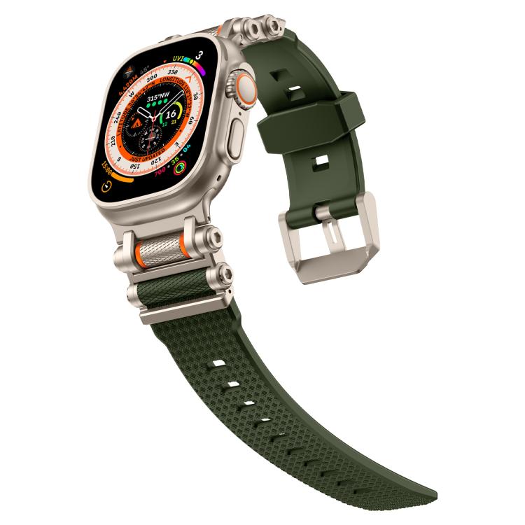 For Apple Watch 46mm / 49mm / 45mm / 44mm Armor Gear Silicone Watch Band(Titanium Green)