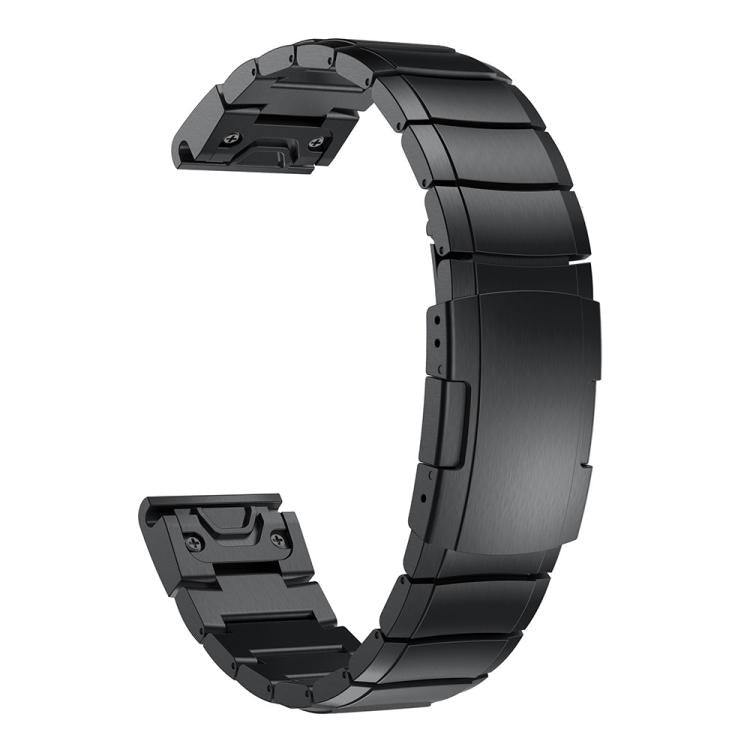 For Garmin QuickFit 20mm Kalebol Turtle Back Buckle Stainless Steel Watch Band(Black)