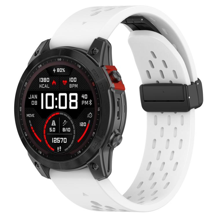 For Garmin QuickFit 20mm Kalebol Magnetic Buckle Silicone Watch Band(White)