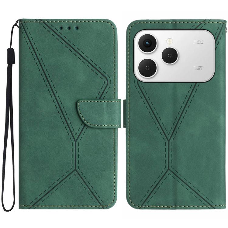 For Tecno Spark 40 4G Stitching Embossed Leather Phone Case(Green)