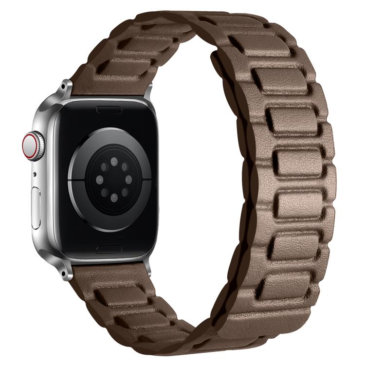 For Apple Watch 42mm / 41mm / 40mm / 38mm I-shaped Three-piece Leather Magnetic Watch Band(Taupe)