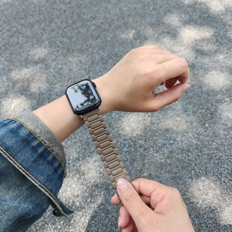 For Apple Watch 42mm / 41mm / 40mm / 38mm I-shaped Three-piece Leather Magnetic Watch Band(Taupe)