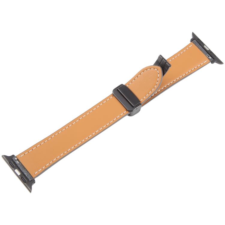 For Apple Watch 42mm / 41mm / 40mm / 38mm Folding Magnetic Buckle Denim Leather Watch Band(Black)