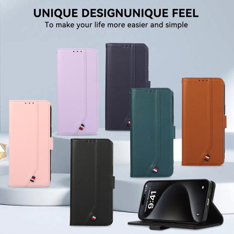 For iPhone 17 Pro ABEEL Delicate Texture Splicing RFID Leather Phone Case(Purple) - free shipping - PMc TechLife - Order now!