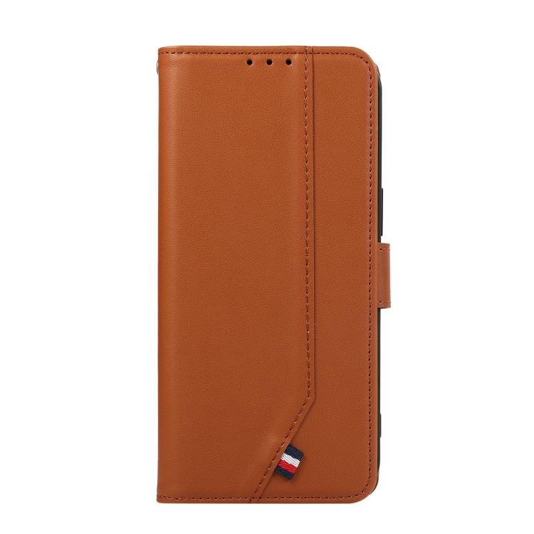For iPhone 17 Pro ABEEL Delicate Texture Splicing RFID Leather Phone Case(Brown)