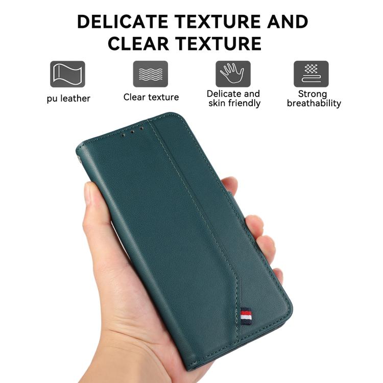 For iPhone 17 Pro Max ABEEL Delicate Texture Splicing RFID Leather Phone Case(Green)