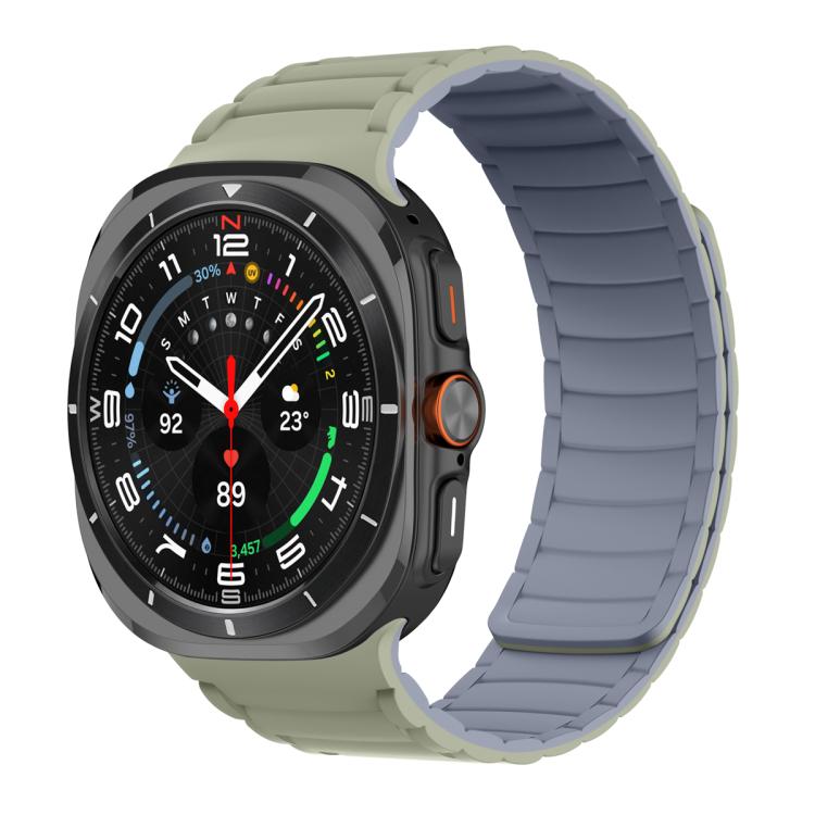 For Samsung Galaxy Watch Ultra 47mm Silicone Sport Magnetic Watch Band(Light Khaki+Light Blue Gray)