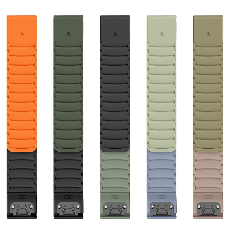 For Garmin Watch 26mm Quick Release Silicone Sport Magnetic Watch Band(Orange+Black)
