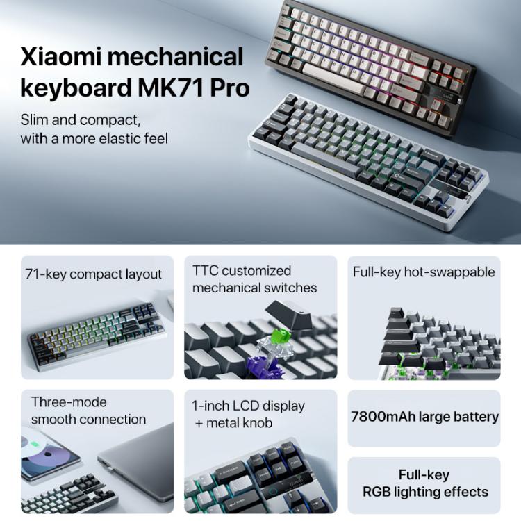 Xiaomi Mechanical Keyboard MK71 Pro Wired / 2.4G / Bluetooth Triple Mode Gaming Keyboard(Moon Rock) - free shipping - PMC Jewellery - Order now!