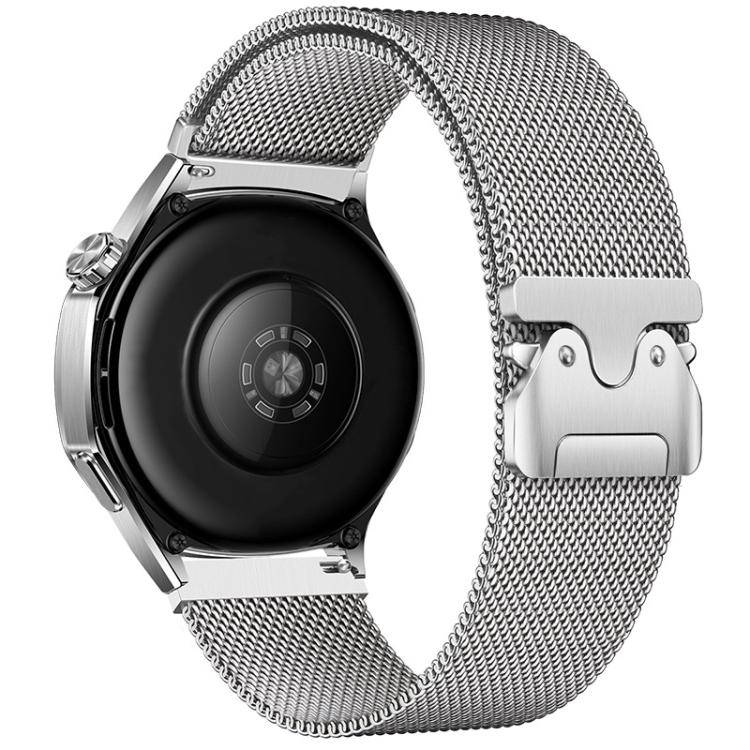 22mm Parachute Buckle Milanese Metal Steel Mesh Watch Band(Silver)