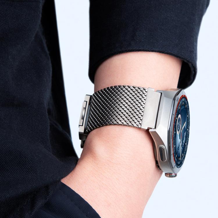22mm Parachute Buckle Milanese Metal Steel Mesh Watch Band(Silver)